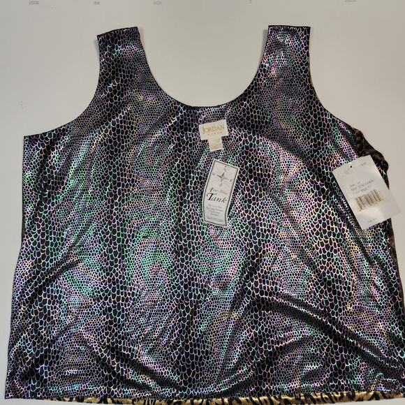 Four-way Tank Top Size 3X Gold Silver Shiny Mermaid Leopard Check Jordan Woman - Picture 5 of 16